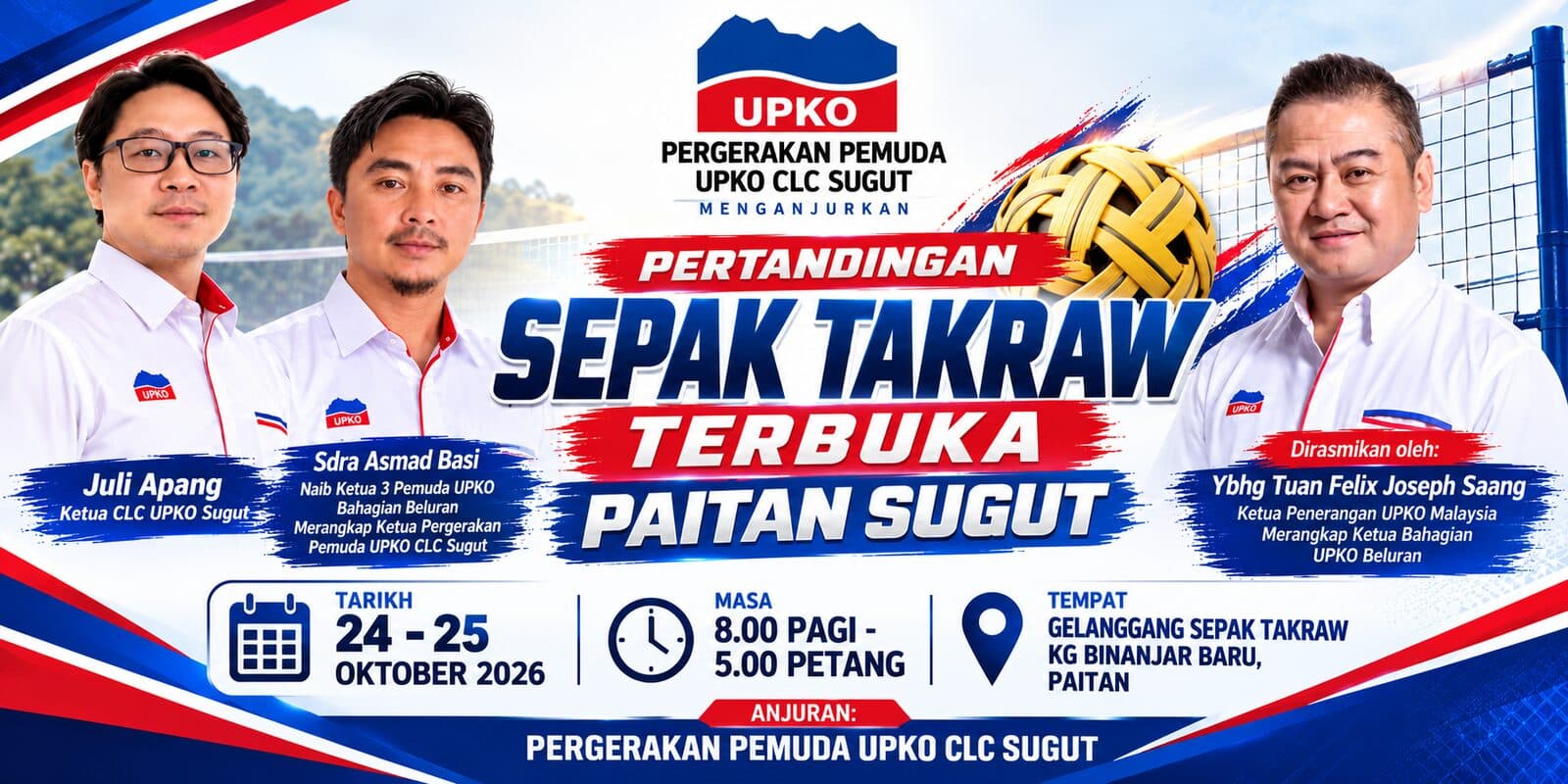 Poster Pertandingan Sepak Takraw Terbuka Paitan Sugut
